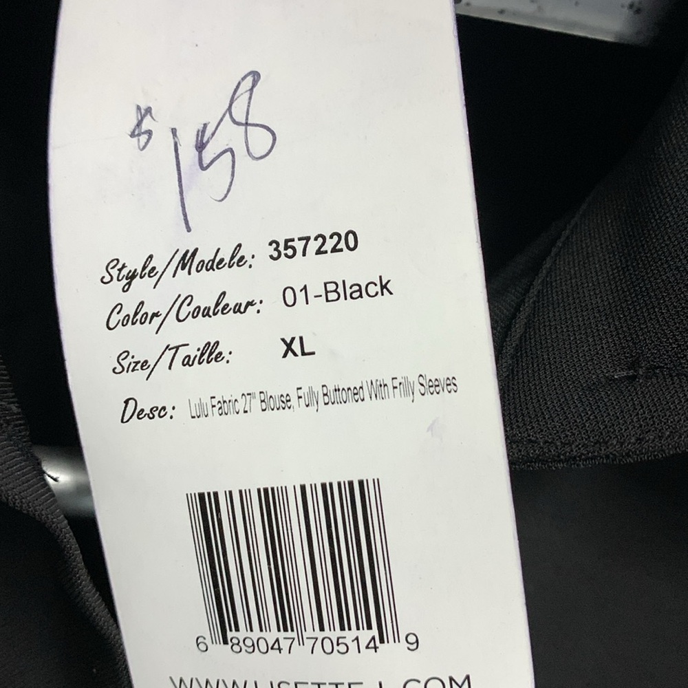Stunning black blouse with frilly sleeves, XL - Picture 5 of 5